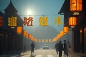白色回廊医院停电夜的长走廊构图